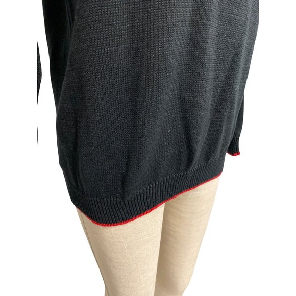 Vintage Images By Duet Black Sweater With Red Floral Sequin Embellishments M - Picture 5 of 12